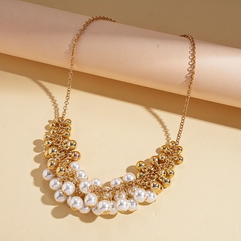 Collana Con Pendente A Grappolo Di Perλε Imitazione Barocca Vintage Catena In Ferro Dorato Gioielli Eleganti Per Donna