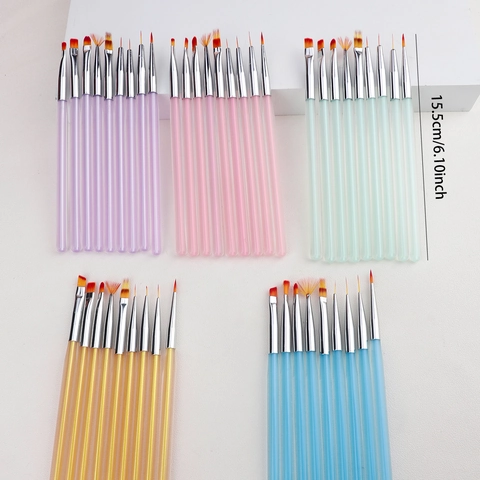 Pennelli Professionali Per Nail Art Manicure Pittura Disegno Intaglio Manico In Plastica Acrilica Fibre Sintetiche Strumenti DIY