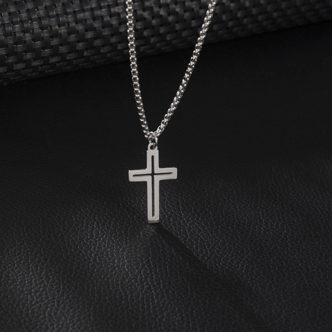 Collar Con Colgante De Cruz De Acero Inoxidable Estilo Minimalista Simple Joyería De Moda Para Hombres Y Mujeres