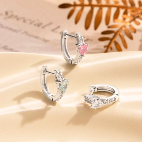 Herz Huggie Creolen Ohrringe Kupfer Zirkonia Eingelegt Minimalistisch Klein Mode Schmuck Für Damen