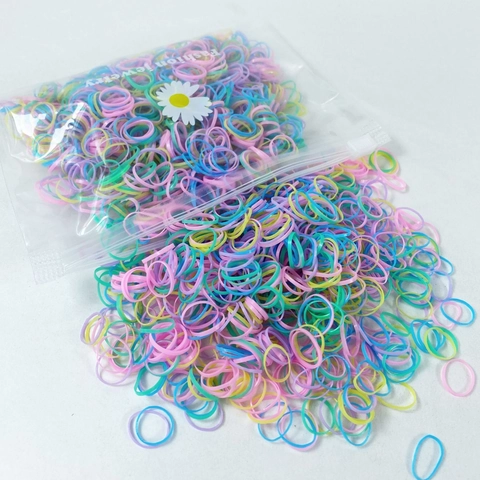 Gomas Para El Pelo Desechables De Goma Pequeñas Bandas Elásticas Sin Daños Para Bebés Niños Niñas Coloridas
