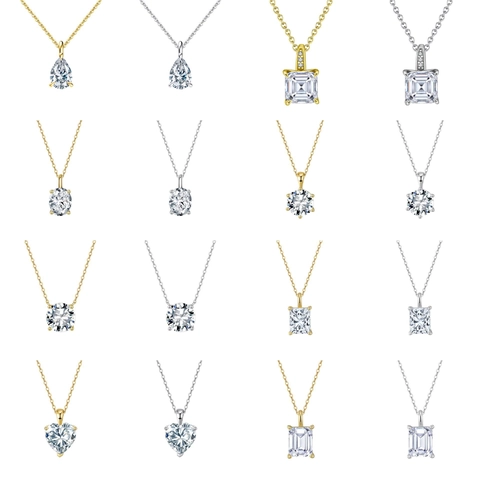 925 Sterling Silver Moissanite Necklace Earrings Ring Round Heart Pear Emerald Cut D Color VVS Jewelry For Women Gift