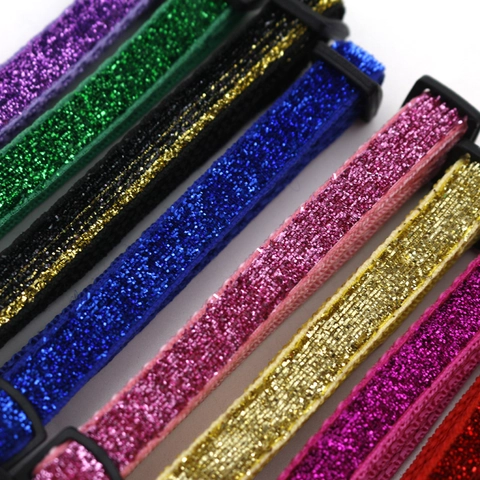 Adjustable Cat Collar With Bell And Safety Buckle Glitter Sparkly Pet Necklace For Small Dogs Kittens Quick Release
