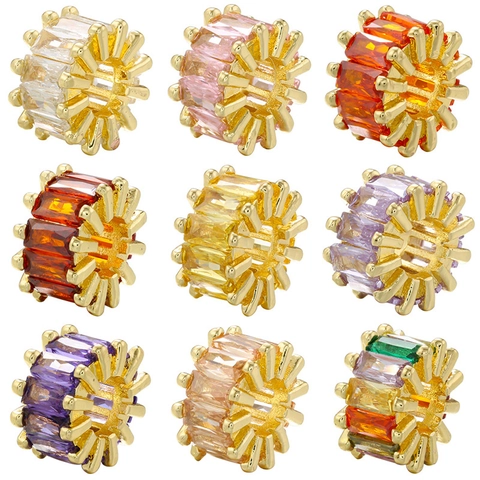 Mikro Pave Bunte Zirkon Fass Abstandsperlen Gold Vergoldet Kupfer Für DIY Armband Halskette Schmuckherstellung