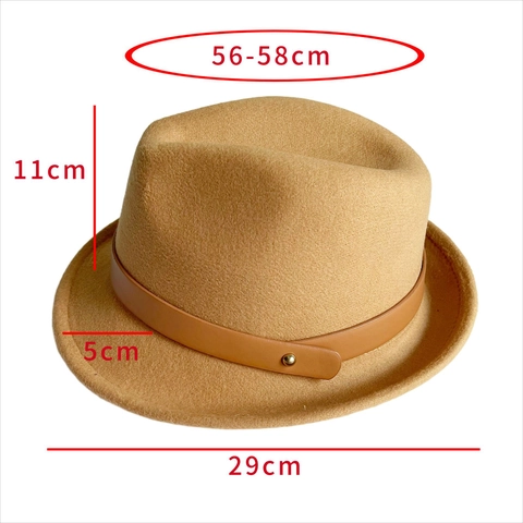 Unisex Vintage Fedora Hat Cotton Polyester Felt Jazz Cap With Decorative Leather Belt And Golden Rivet British Style