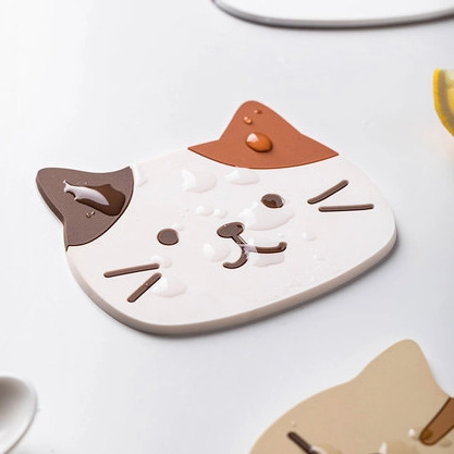 Sottobicchieri Carini A Forma Di Gatto Cane Cartone Animato PVC Silicone Resistenti Al Calore Antiscivolo Tovagliette Per Casa