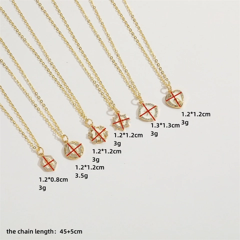 Collar Con Colgante De La Virgen María Cobre Chapado En Oro Circón Esmalte Corazón Gargantilla Geométrica Joyería Mujer