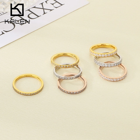 Anello In Acciaio Al Titanio Con Strass A Cielo Stellato Alla Moda E Unico Per Donne Anello In Acciaio Inossidabile Con Strass Incastonati A Fila Singola