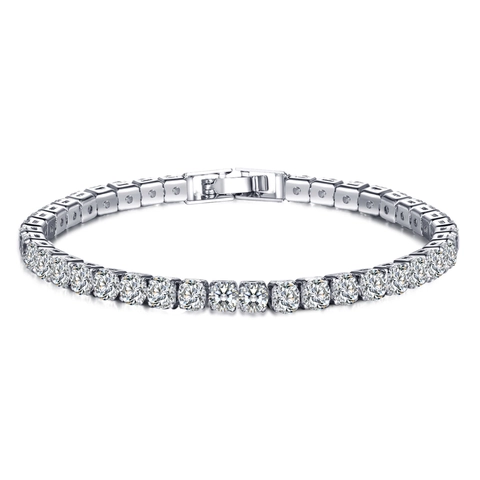 Bracciale Tennis in Rame Intarsiato con Zirconia Elegante Bracciale a Catena CZ Rotonda a Una Due Tre File per Regalo Gioielli Donna