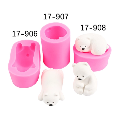 3D Polar Bear Silicone Mold For DIY Cake Decorating Chocolate Candle Aromatherapy Soap Resin Casting Craft Making Tool