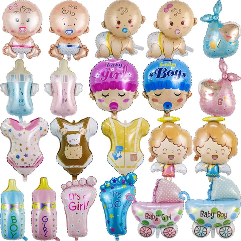 Aluminum Foil Balloons Cute Cartoon Baby Milk Bottle Stroller Tooth Shapes For Baby Shower Gender Reveal Party Decorations