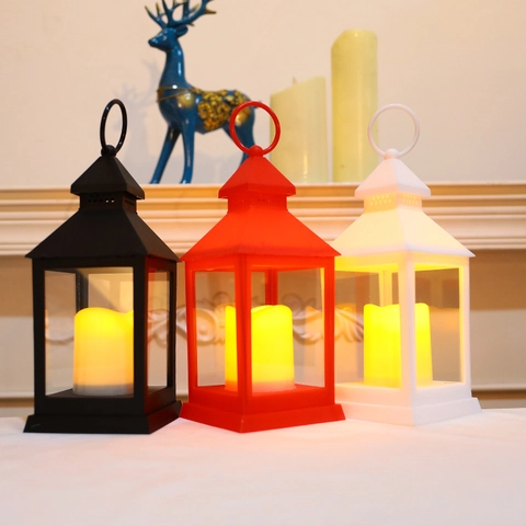 Retro LED Kerzenlaterne Kunststoff Batteriebetrieben Warmes Licht Weihnachten Ramadan Hochzeit Desktop Deko Hängelampe