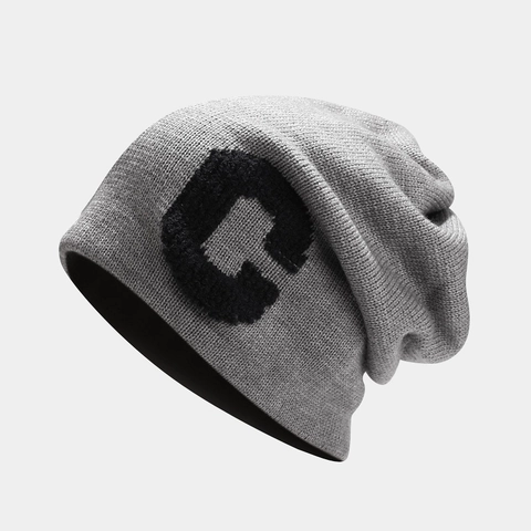 Slouchy Gebreide Beanie Met Chenille Patch Letter C Warme Wintermuts Voor Heren Dames Streetwear