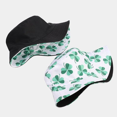 Polyester Fischerhut Wendbar Shamrock Print St Patricks Day Sonnenschutz Outdoor Atmungsaktiv Sommer Mode Für Alle