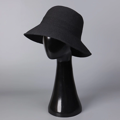 Chapeau Bob Femme été Fibre Végétale Washi Polyester Respirant Protection Solaire élégant Pliable Bord Fil Façonnable