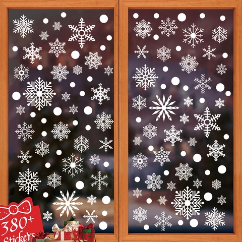 Pegatinas Ventana Navidad Copo Nieve Blanco Estáticas PVC Calcomanías Invierno Hogar Decoración Vidrio Removible Reutilizable