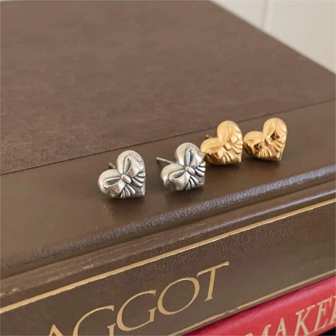 Orecchini A Lobo A Cuore In Argento Sterling 925 Con Dettaglio Fiocco Stile Coreano Minimalista Gioielli Da Donna