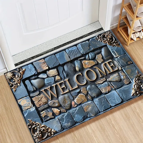 Zerbino Tappeto Benvenuto Antiscivolo Gomma Naturale Motivo Pietra Tappeto Ingresso Lavabile Per Interno Esterno Casa