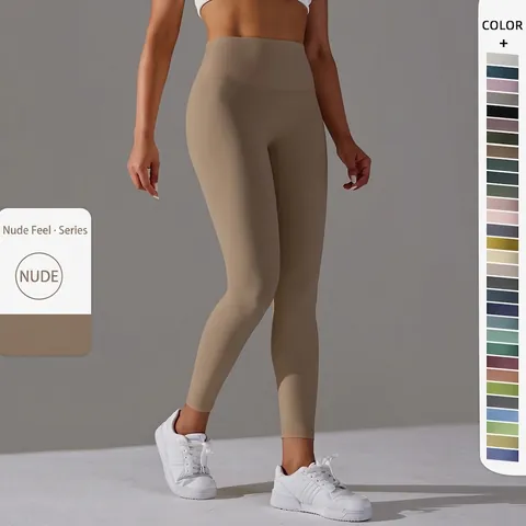 Damen Yoga Leggings Hohe Taille Nahtlos Bauchkontrolle Hüftlifting Nylon Spandex Gebürstet Sporthose