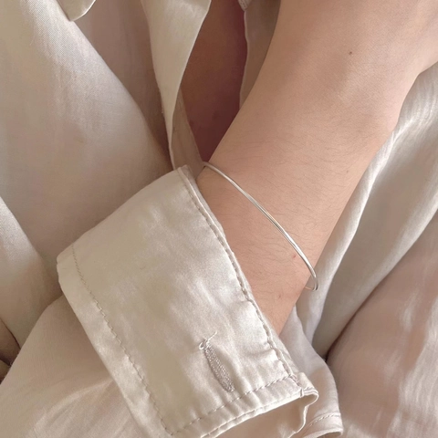 925 Sterling Zilveren Open Armband Met Ronde Kralen Minimalistisch Geometrisch Dunne Lijn Sieraden Dames Mode Accessoire