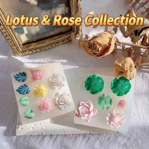 Silicone Flower Mold Lotus Rose Leaf Shape DIY Resin Casting Jewelry Making Fondant Chocolate Cake Decorating Tool