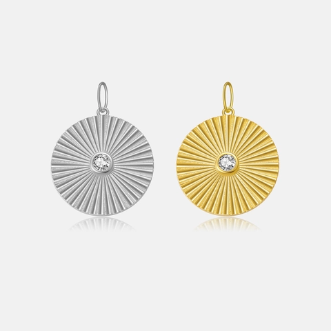 Collana In Argento Sterling 925 Con Ciondolo Rotondo Raggi Di Sole Zircone Catena Regolabile Gioielli Moda Per Donna
