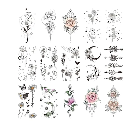 Schmetterling Temporäre Tattoo Aufkleber Wasserfeste Blumen Mond Stern Planeten Körperkunst Fake Tattoos Für Frauen Mädchen