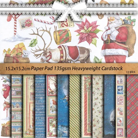 Vintage Christmas Scrapbook Background Paper Retro Cardstock For DIY Holiday Junk Journal Crafting Decor