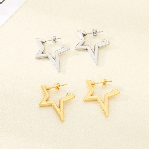 Holle Vijfpuntige Ster Oorbellen Roestvrij Staal Studs Minimalistische Trendy Sieraden Voor Vrouwen