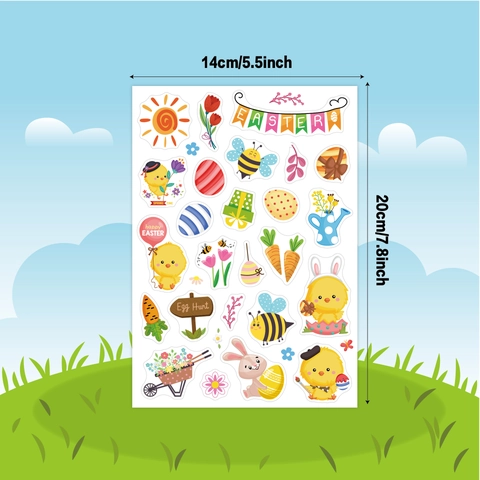Adesivi Di Pasqua Cartone Animato Coniglio Pulcino Uovo Impermeabile PVC Rimovibile DIY Scrapbook Diario Decorazione
