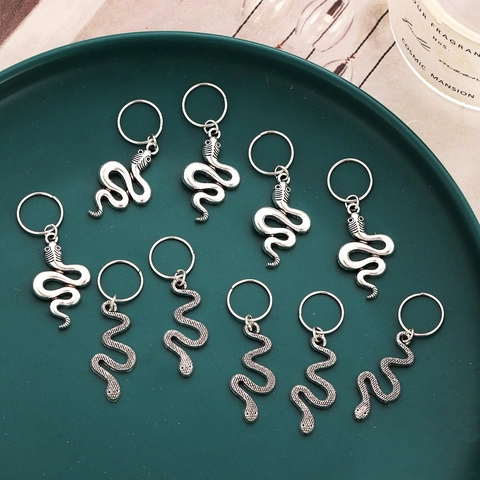 Snake Shape Hair Rings Alloy Antique Silver Dreadlock Cuffs Braid Decoration DIY Jewelry Accessories Punk Style