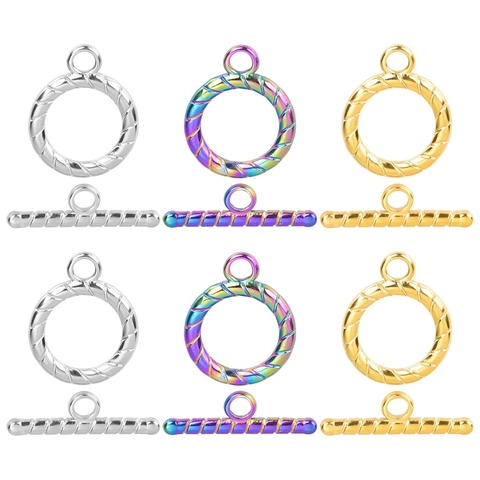 Fermoirs À Bascule Acier Inoxydable 304 Texture Torsadée Plaqué Or Sous Vide Fabrication Bijoux DIY Bracelet Collier