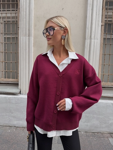 Women Cardigan Sweater Cotton Polyester V Neck Single Breasted Long Sleeve Loose Fit Retro Maillard Style Knit Outerwear
