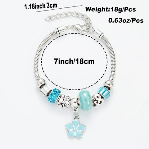 Fashion Alloy Clover Floral Beaded Bracelet For Women DIY Snake Chain Enamel Charm Bracelet With Rhinestone Artificial Pearl