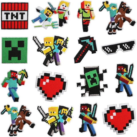 Parches Bordados Estilo Pixel Art Hilo Poliéster Apliclique Termoadhesivo Para Decoración De Ropa Bolsos Tema De Juegos