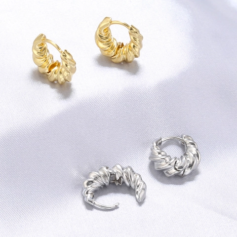Französische Vintage Verdrehte Croissant Hoop Ohrringe Für Damen Kupfer Gold Silber Plattierte Spiral Metall Huggie Modeschmuck VE850