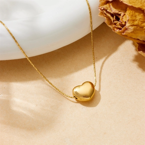 Minimalistische Hart Hanger Ketting Titanium Roestvrij Staal Goud Verguld Elegante Sieraden Voor Vrouwen