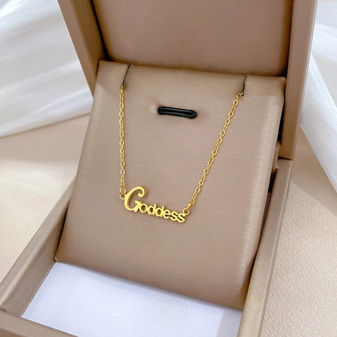 Goddess Letter Pendant Necklace Titanium Steel Minimalist Fashion Clavicle Chain For Women