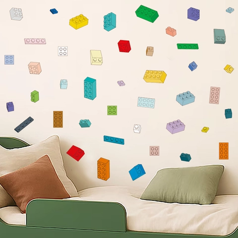 Adesivi Murali Mattoncini PVC Colorati Blocchi Decalcomanie Per Cameretta Bambini Stanza Giochi Decorazione Casa DIY
