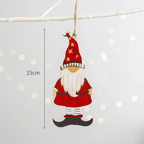 Wooden Christmas Pendants Ornaments Santa Claus Gnome Tree Hanging Decor Welcome Sign For Holiday Home Party