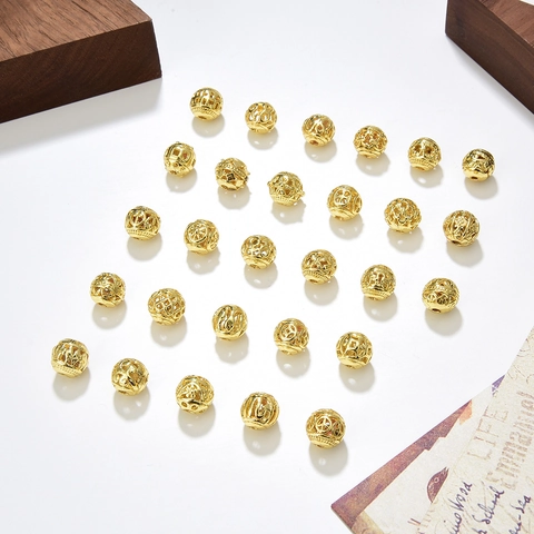 Vintage Hollow Alloy Beads Gold Plated Sphere Spacer Beads For DIY Jewelry Making Bracelet Necklace