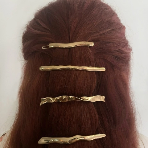 Pinzas Para El Cabello De Metal Textura De Onda Irregular Estilo Lava Tocado Geométrico Minimalista Aleación Mujeres