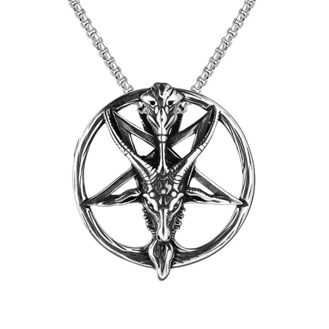 Vintage Punk Alloy Pendant Necklace With Stainless Steel Box Chain Gothic Occult Satanic Cross Anchor Jewelry For Men Women