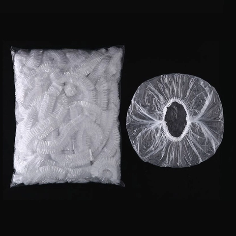 Disposable Shower Caps Waterproof PE Plastic Elastic Hair Treatment Covers For Bathing Spa Salon Transparent