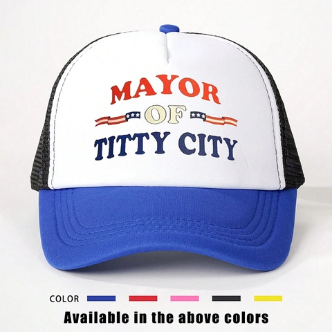 Trucker Hat Mayor Of Titty City Mesh Honkbalpet Verstelbaar Polyester Ademend Gebogen Rand Snapback Pet