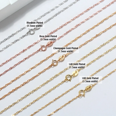 Water Wave Chain Necklace 925 Sterling Silver Twisted Link Minimalist Versatile Jewelry For Women