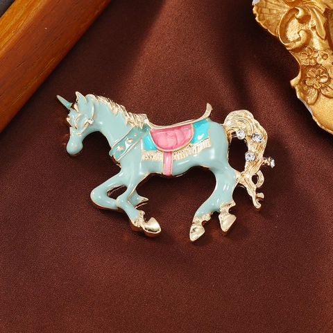 Elegante Spilla a Unicorno in Lega Smalto per Uomo Donna Spilla Animale Con Decorazione in Strass Gioielli alla Moda