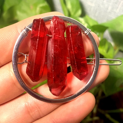 Natürlicher Kristall Kreis Haarklammer Metall Geometrische Runde Haarnadel Amethyst Quarz Stein Boho Haar Accessoire Für Damen