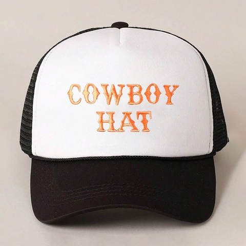 Geborduurde Trucker Pet Polyester Mesh Cowboy Hat Belettering Verstelbaar Ademend Zonbescherming Baseball Cap Y2K Retro