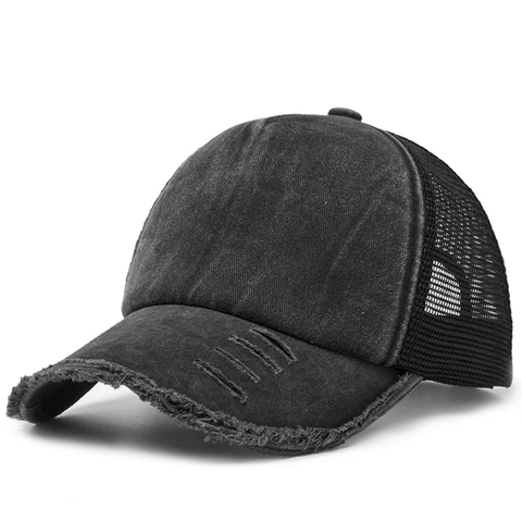 Vintage Washed Cotton Mesh Trucker Hat For Men Women Distressed Frayed Edge Adjustable Baseball Cap Summer Sun Hat Outdoor Sport Hat